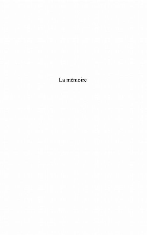 Produktbild: La memoire