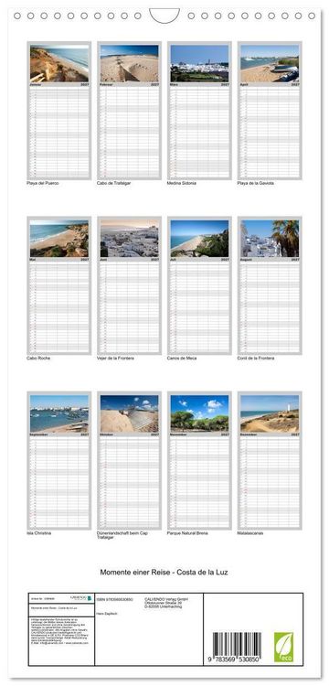 Produktbild: Familienplaner 2027 - Momente einer Reise - Costa de la Luz mit 5 Spalten (Wandkalender, 21 x 45 cm) CALVENDO