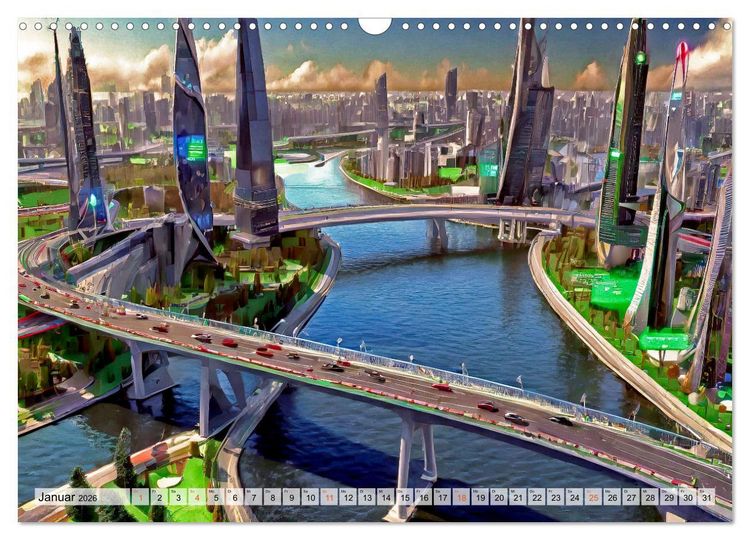 Produktbild: Stadtarchitektur, futuristisch-fantastisch (Wandkalender 2026 DIN A3 quer), CALVENDO Monatskalender