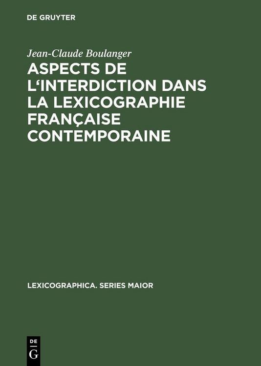 Produktbild: Aspects de l'interdiction dans la lexicographie fran&ccedil;aise contemporaine