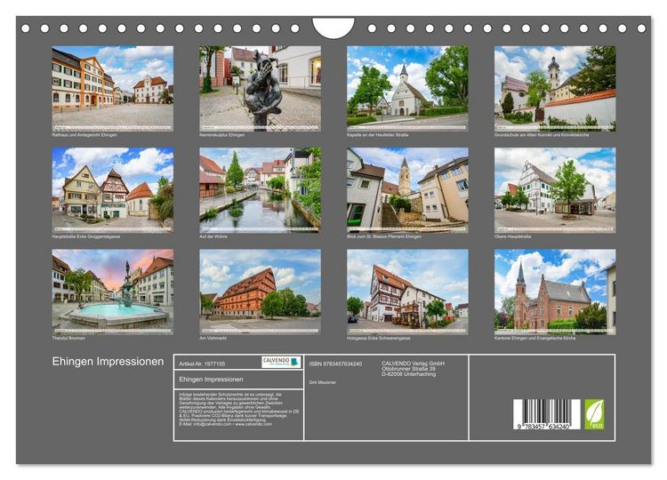 Produktbild: Ehingen Impressionen (Wandkalender 2026 DIN A4 quer), CALVENDO Monatskalender