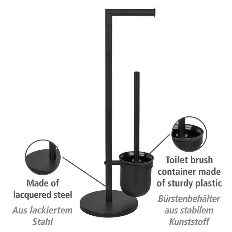 Produktbild: Stand WC-Garnitur Mod. Parus Schwarz, aus lackiertem Stahl