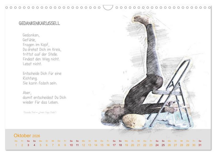 Produktbild: YOGA Inspirationen mit Texten zum Nachdenken (Wandkalender 2026 DIN A3 quer), CALVENDO Monatskalender