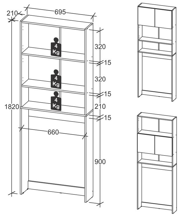 Produktbild: Holz &Uuml;berbauschrank Waschmaschine &Uuml;berbau Goralo