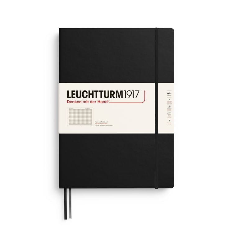 Produktbild: LEUCHTTURM1917 Notizbuch Master Classic (A4+), Hardcover, 235 nummerierte Seiten, Schwarz, Kariert