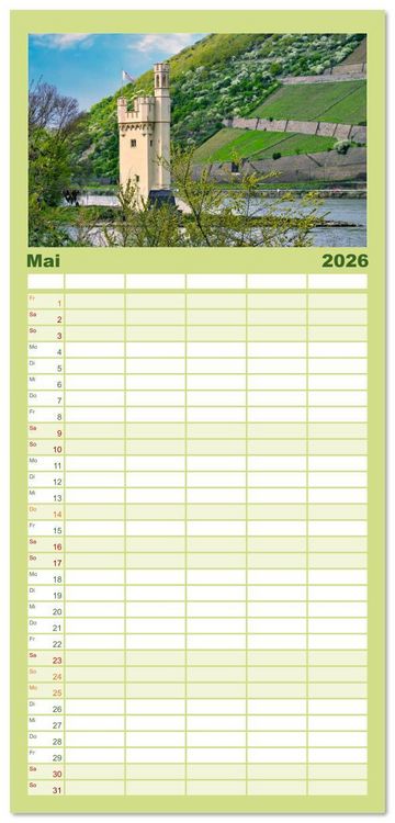 Produktbild: Familienplaner 2026 - Vater Rhein von der Quelle bis zur M&uuml;ndung mit 5 Spalten (Wandkalender, 21 x 45 cm) CALVENDO