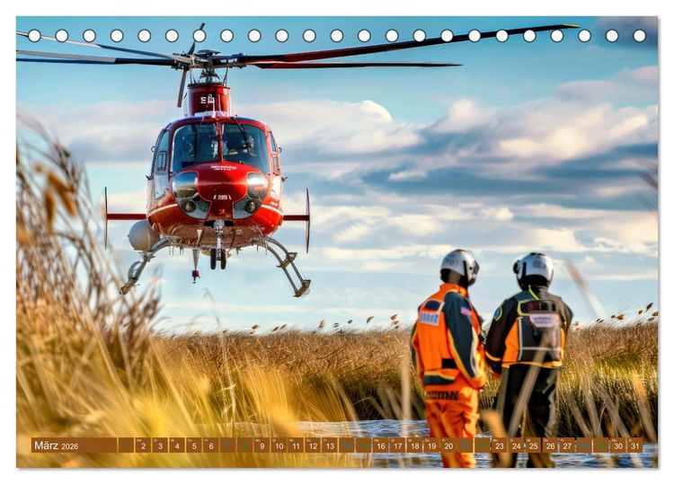 Produktbild: Im Bann der Rettung - Rettungshubschrauber (Tischkalender 2026 DIN A5 quer), CALVENDO Monatskalender
