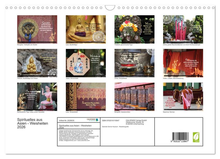 Produktbild: Spirituelles aus Asien - Weisheiten 2026 (Wandkalender 2026 DIN A3 quer), CALVENDO Monatskalender