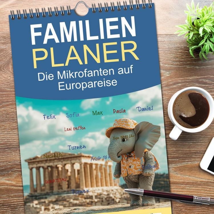 Produktbild: Familienplaner 2026 - Die Mikrofanten auf Europareise mit 5 Spalten (Wandkalender, 21 x 45 cm) CALVENDO