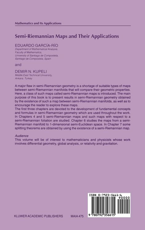 Produktbild: Semi-Riemannian Maps and Their Applications
