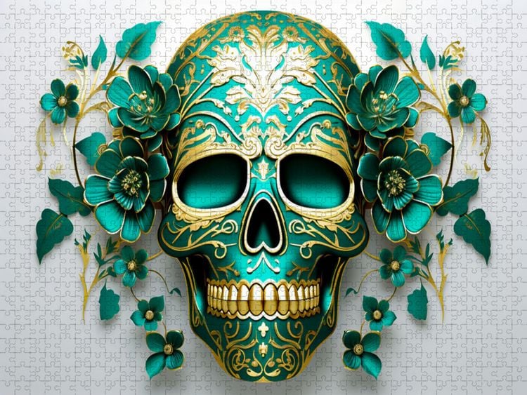 Produktbild: CALVENDO Puzzle Green Skull | 1000 Teile Lege-Gr&ouml;&szlig;e 64x48cm Foto-Puzzle f&uuml;r gl&uuml;ckliche Stunden