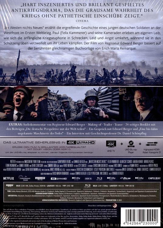 Produktbild: Im Westen nichts Neues (2022) - 2-Disc Limited Collector's Edition im Mediabook (4K Ultra HD) (+ Blu-ray)
