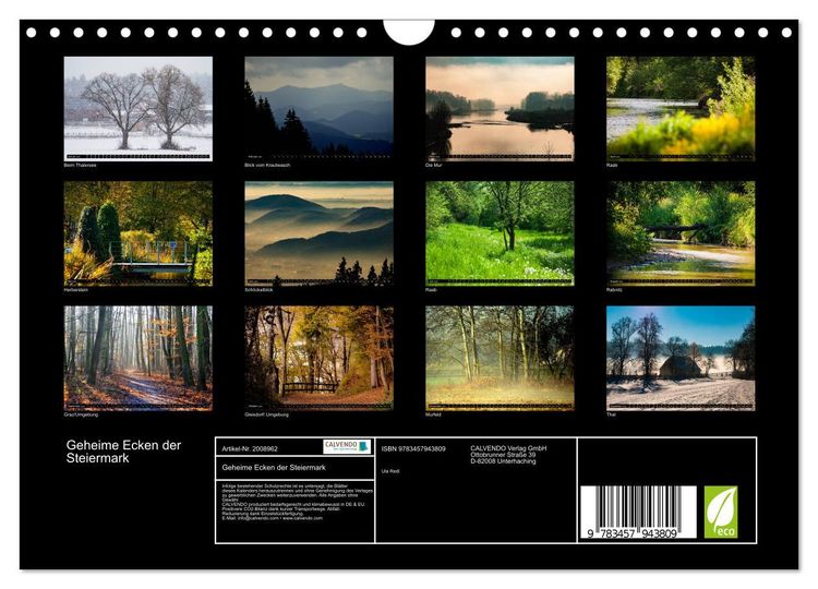 Produktbild: Geheime Ecken der Steiermark (Wandkalender 2026 DIN A4 quer), CALVENDO Monatskalender