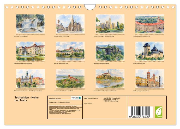 Produktbild: Tschechien - Kultur und Natur (Wandkalender 2026 DIN A4 quer), CALVENDO Monatskalender