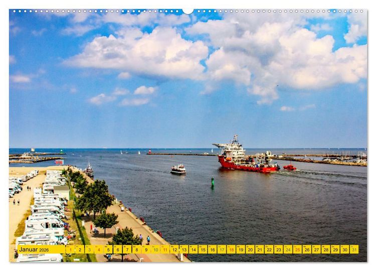Produktbild: Seebad Warnem&uuml;nde - Sehnsuchtsort an der Ostsee (hochwertiger Premium Wandkalender 2026 DIN A2 quer), Kunstdruck in Hochglanz