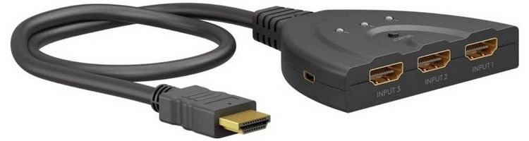 Produktbild: Goobay 58488 3 Port HDMI-Switch mit Status-LEDs, Ultra HD-f&auml;hig 3840 x 2160 Pixel