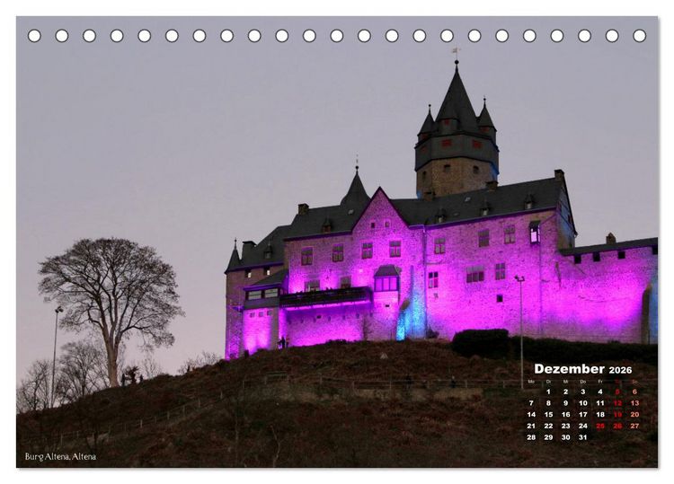 Produktbild: Burgen, Schl&ouml;sser, Herrenh&auml;uer im Sauerland (Tischkalender 2026 DIN A5 quer), CALVENDO Monatskalender