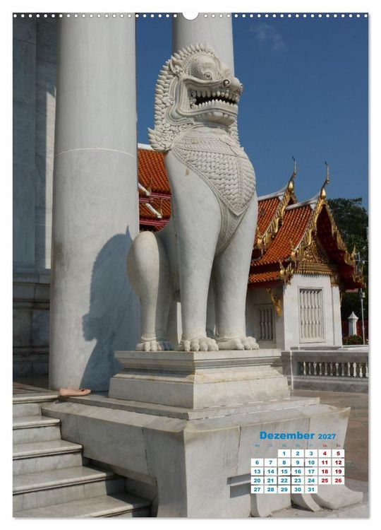 Produktbild: Bangkoks Tempel - Goldene Pagoden und safrangelbe Roben (Wandkalender 2027 DIN A2 hoch), CALVENDO Monatskalender