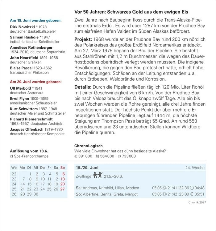 Produktbild: Chronik Tagesabrei&szlig;kalender 2027 - Kulturkalender - Personen, Ereignisse, Schaupl&auml;tze
