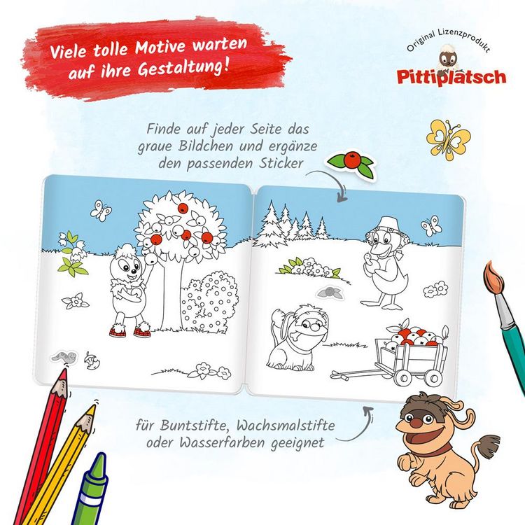Produktbild: Tr&ouml;tsch Unser Sandm&auml;nnchen Malbuch Stickermalbuch Pittiplatsch