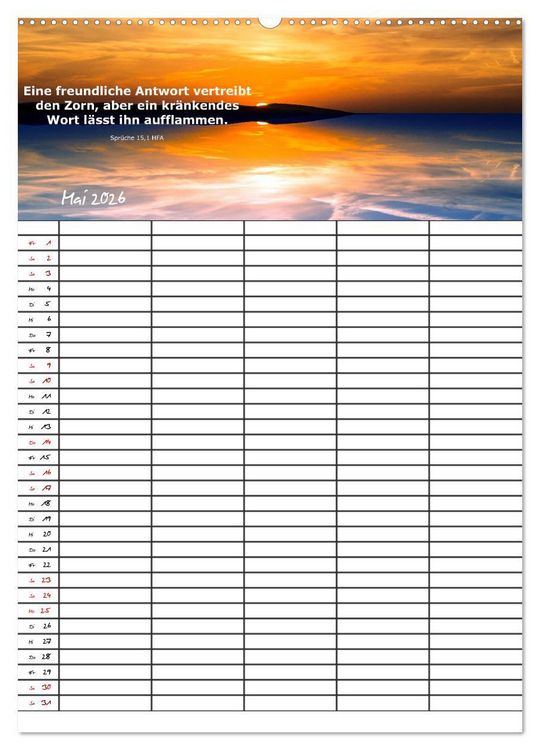Produktbild: ein Planer mit biblischer Weisheit aus den Spr&uuml;chen Salomos (Wandkalender 2026 DIN A2 hoch), CALVENDO Monatskalender