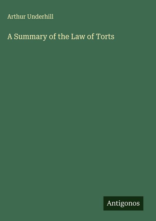 Produktbild: A Summary of the Law of Torts