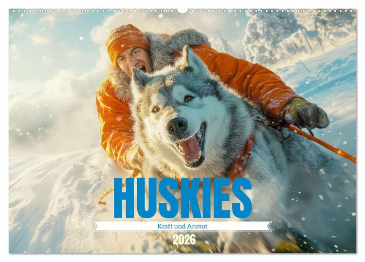 Produktbild: Huskies - Kraft und Anmut (Wandkalender 2026 DIN A2 quer), CALVENDO Monatskalender