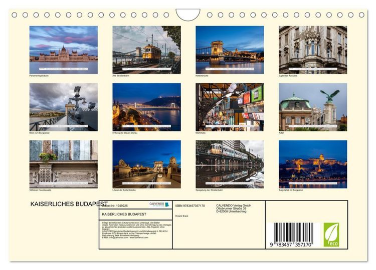 Produktbild: KAISERLICHES BUDAPEST (Wandkalender 2026 DIN A4 quer), CALVENDO Monatskalender