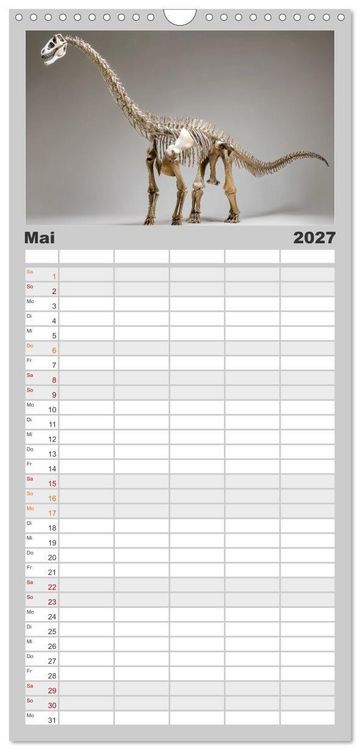 Produktbild: Familienplaner 2027 - Knochen der Giganten - Dinosaurier im Portr&auml;t mit 5 Spalten (Wandkalender, 21 x 45 cm) CALVENDO