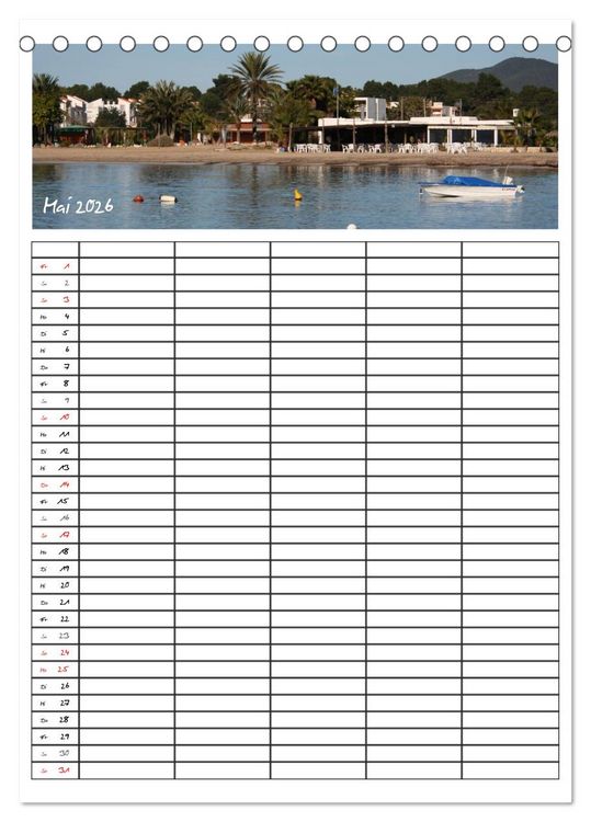 Produktbild: Ibiza / Familienplaner (Tischkalender 2026 DIN A5 hoch), CALVENDO Monatskalender
