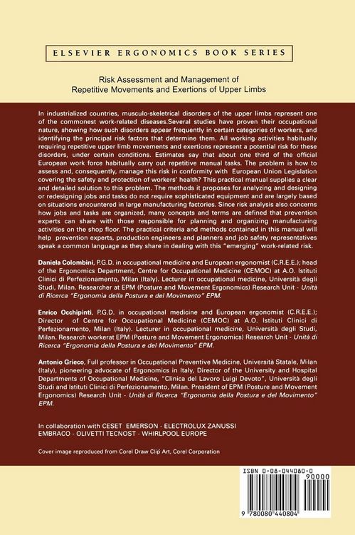Produktbild: Risk Assessment and Management of Repetitive Movements and Exertions of Upper Limbs