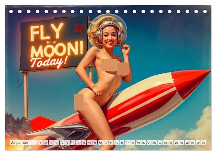 Produktbild: Atomic Beauties &ndash; The Retro Future Calendar (Tischkalender 2026 DIN A5 quer), CALVENDO Monatskalender