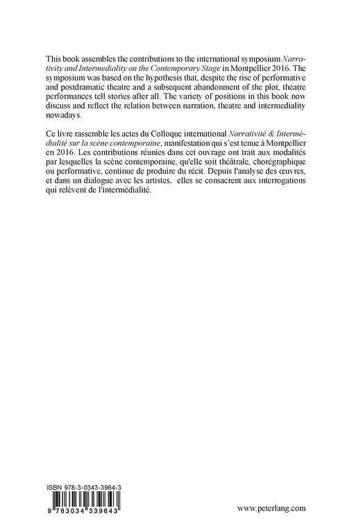 Produktbild: Narrativity and Intermediality in Contemporary Theatre / Narrativit&eacute; et interm&eacute;dialit&eacute; sur la sc&egrave;ne contemporaine