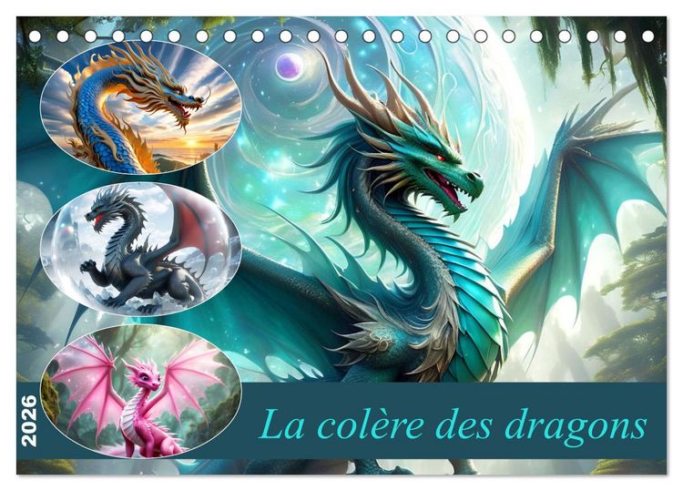 Produktbild: La col&egrave;re des dragons (Calendrier de bureau 2026 DIN A5 vertical), CALVENDO calendrier mensuel