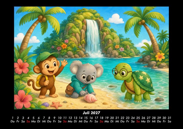 Produktbild: Wasserf&auml;lle der Fantasie mit Milo, Kiki & Taz 2027 Fotokalender DIN A3