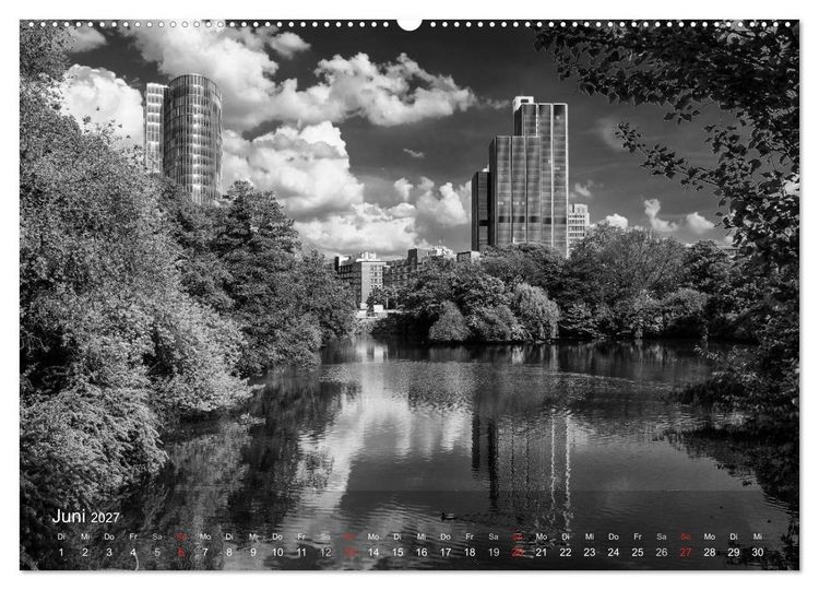 Produktbild: D&uuml;sseldorf Ansichten in Schwarz-Wei&szlig; (hochwertiger Premium Wandkalender 2027 DIN A2 quer), Kunstdruck in Hochglanz