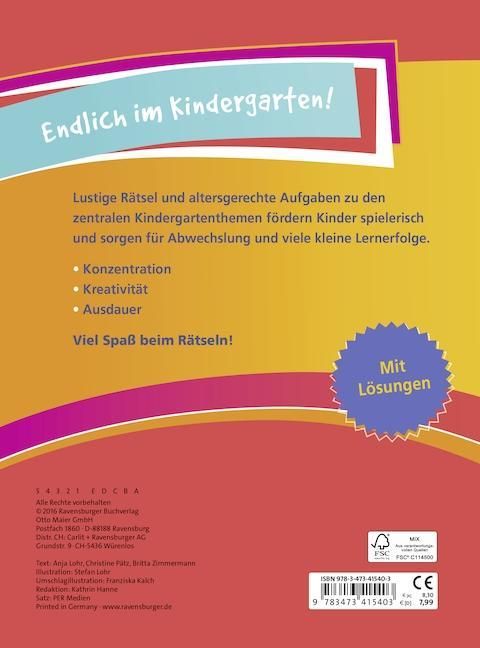 Produktbild: Lohr, A: Mein Lern-R&auml;tsel-Block Kindergarten