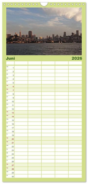 Produktbild: Familienplaner 2026 - San Francisco Westk&uuml;ste USA mit 5 Spalten (Wandkalender, 21 x 45 cm) CALVENDO
