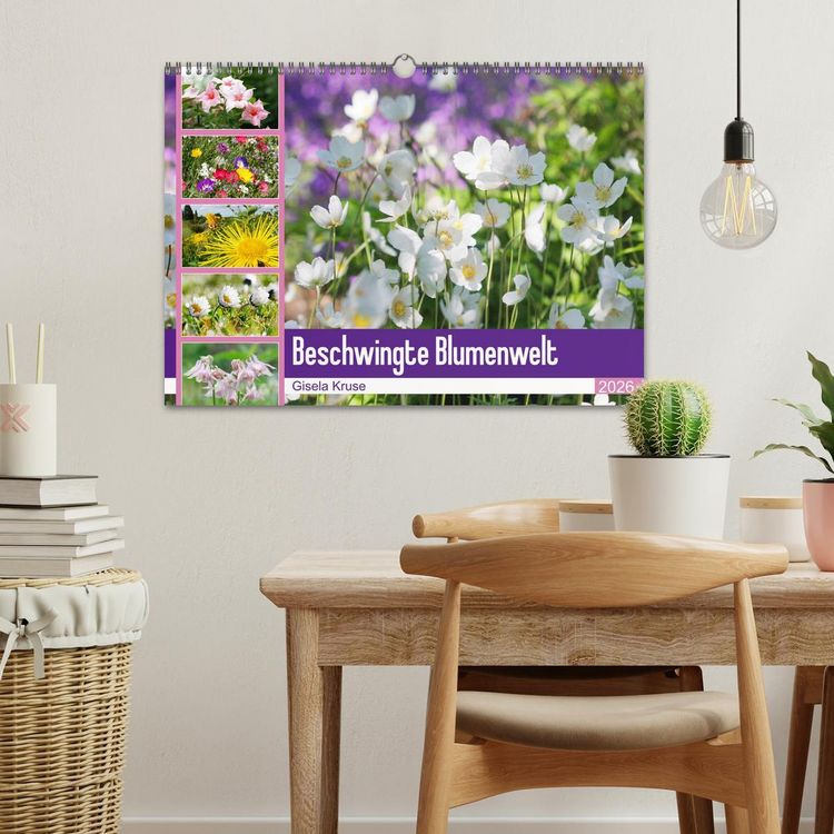Produktbild: Beschwingte Blumenwelt (Wandkalender 2026 DIN A3 quer), CALVENDO Monatskalender