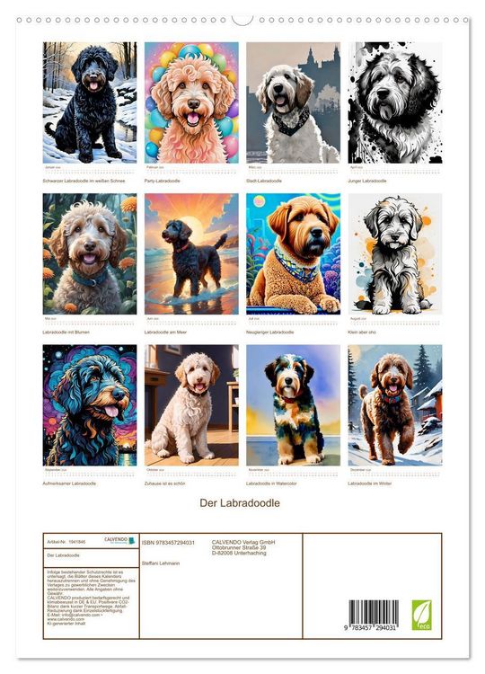 Produktbild: Der Labradoodle (hochwertiger Premium Wandkalender 2026 DIN A2 hoch), Kunstdruck in Hochglanz
