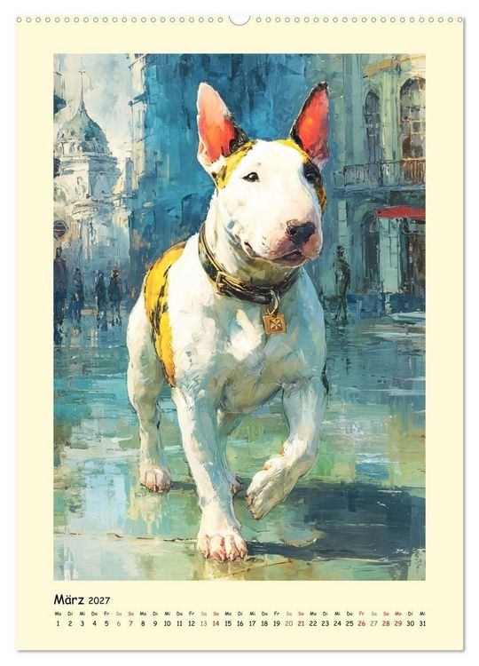 Produktbild: Gentlemen auf Pfoten. Der Bullterrier im k&uuml;nstlerischen Vintage-Stil (Wandkalender 2027 DIN A2 hoch), CALVENDO Monatskalender