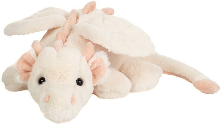 Produktbild: Teddy Hermann 94006 - Drache Fluffy liegend, weis-rosa, Pl&uuml;sch, 32 cm