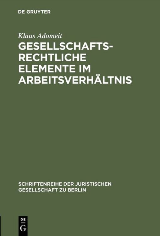 Produktbild: Gesellschaftsrechtliche Elemente im Arbeitsverh&auml;ltnis