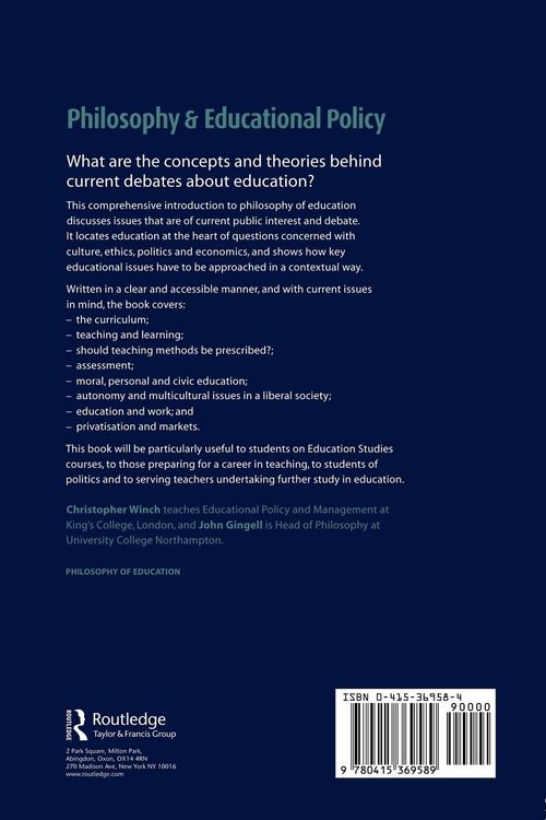 Produktbild: Philosophy and Educational Policy