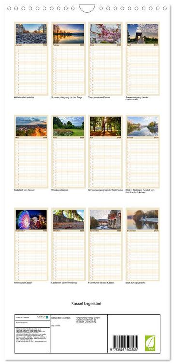 Produktbild: Familienplaner 2026 - Kassel begeistert mit 5 Spalten (Wandkalender, 21 x 45 cm) CALVENDO