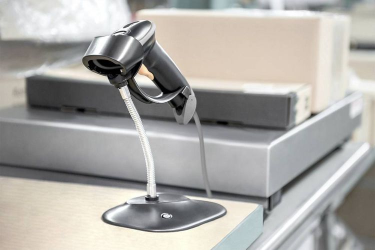 Produktbild: Digitus DA-81002 2D Barcode-Scanner Kabelgebunden 1D, 2D LED Schwarz Hand-Scanner inkl. Standfu&szlig; USB-A