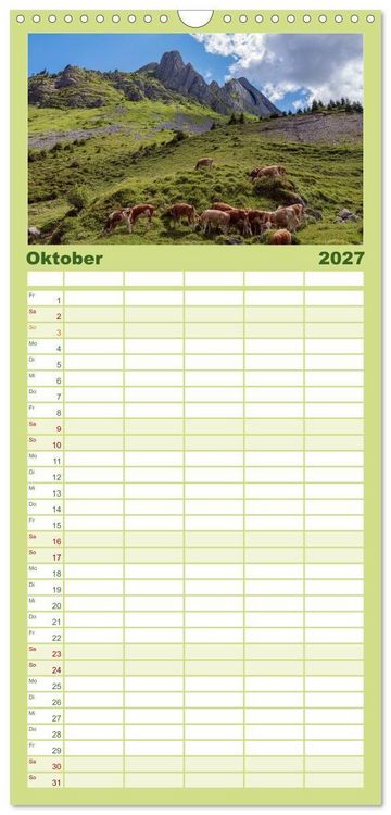 Produktbild: Familienplaner 2027 - Berner Oberland - Bergwelten mit 5 Spalten (Wandkalender, 21 x 45 cm) CALVENDO