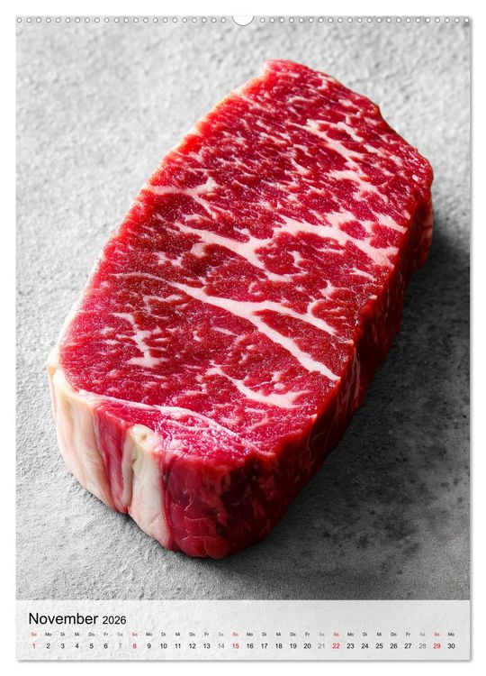Produktbild: Saftiges Fleisch - Steaks f&uuml;r Genie&szlig;er und Fleischliebhaber (Wandkalender 2026 DIN A2 hoch), CALVENDO Monatskalender