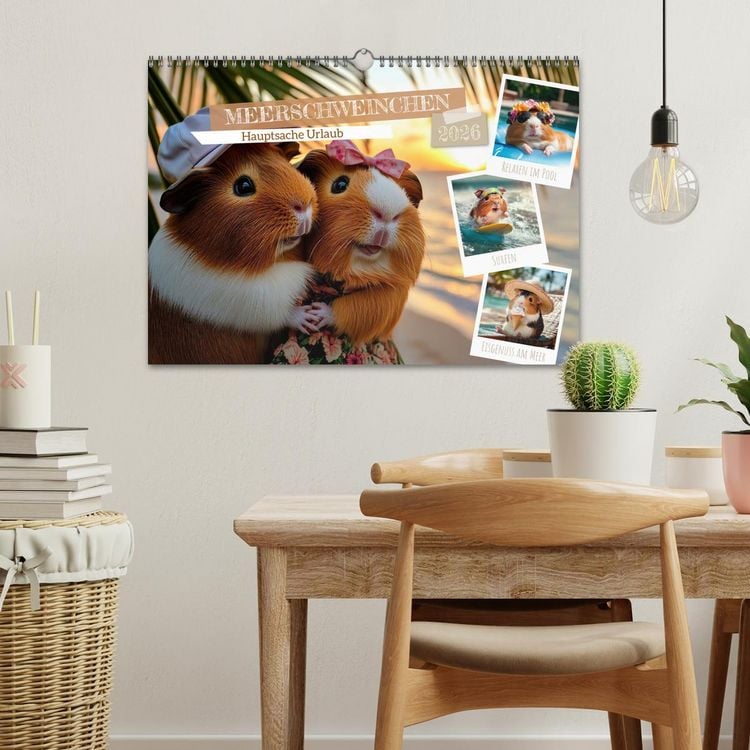 Produktbild: Meerschweinchen - Hauptsache Urlaub (Wandkalender 2026 DIN A3 quer), CALVENDO Monatskalender