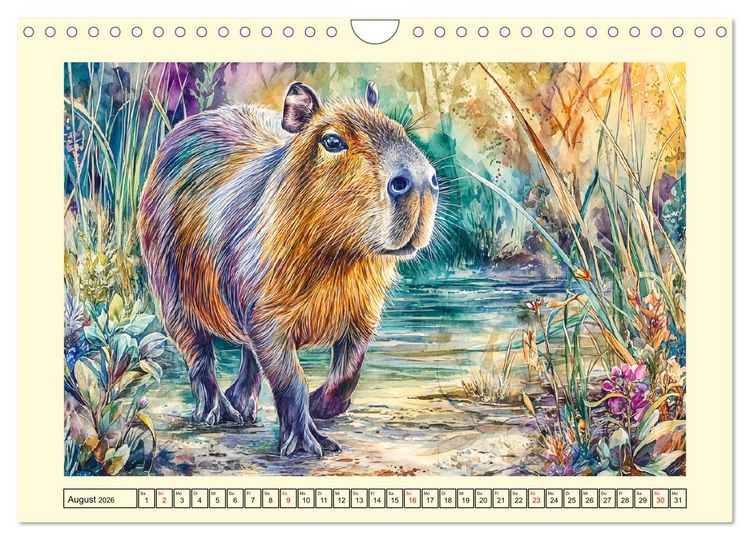 Produktbild: Wasserschweine. Bezaubernde Capybaras in der Natur (Wandkalender 2026 DIN A4 quer), CALVENDO Monatskalender